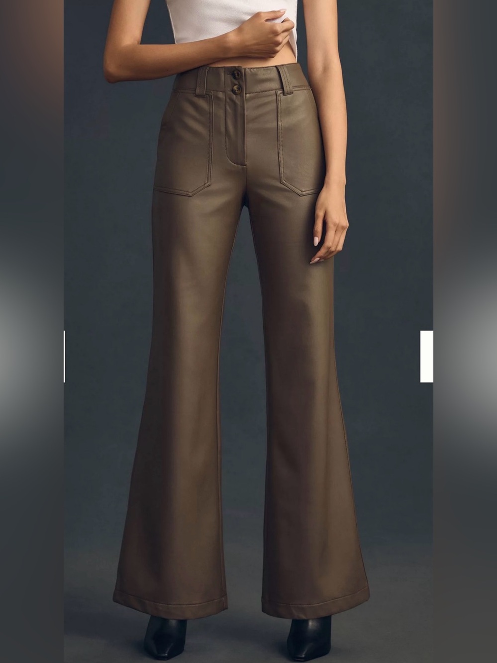 Anthropologie Maeve The Naomi Vegan Leather Wide-Leg Flare Pants 2